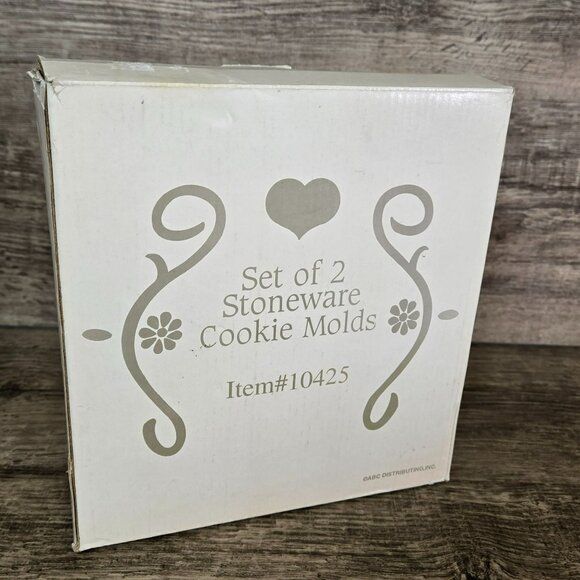 VTG Pair New Stoneware Cookie Molds Heart Easter Spring ABC Distributing 10425 - Picture 10 of 12